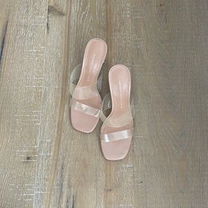 Zara vinyl sandals with clear block heel